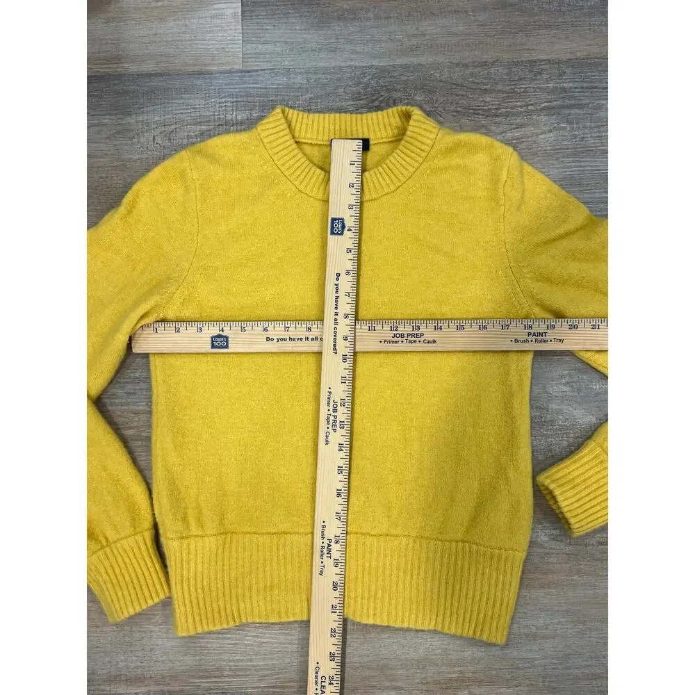 J.Crew Mustard Yellow Sweater Women Size M Merino Wool Blend Crewneck Soft Cozy - Picture 9 of 11